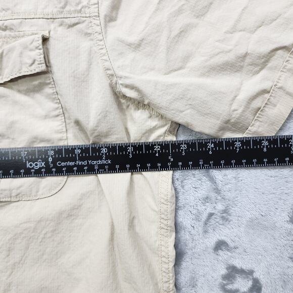 Eddie Bauer Shirt Mens L Beige Cotton Classic Fit Short Sleeve Button Down - Picture 7 of 9